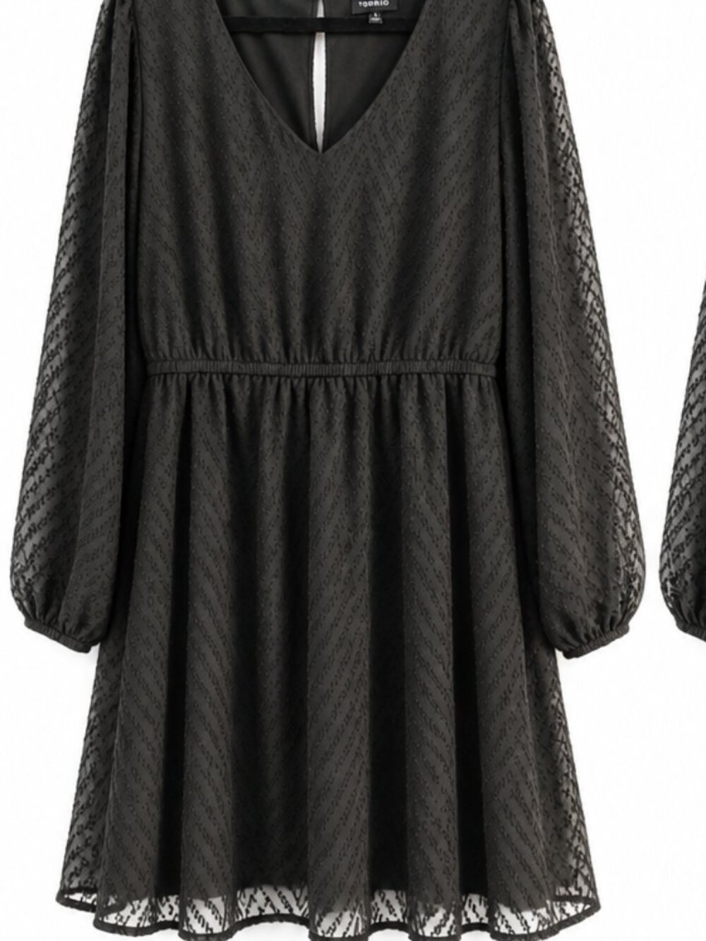 Torrid Black Textured Babydoll Mini Dress Long Sleeve V-Neck Size 4 / 4X NWT